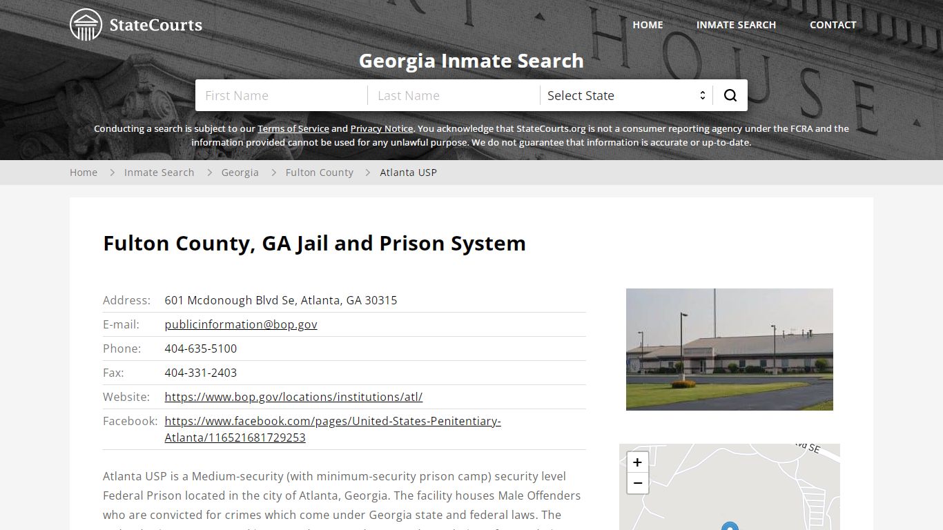 Atlanta USP Inmate Records Search, Georgia - StateCourts